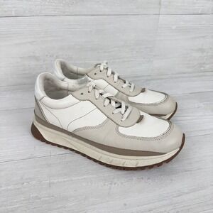 Madewell Kickoff Trainer Sneakers Size 8.5 in Neutral Colorblock Leather‎ Cream